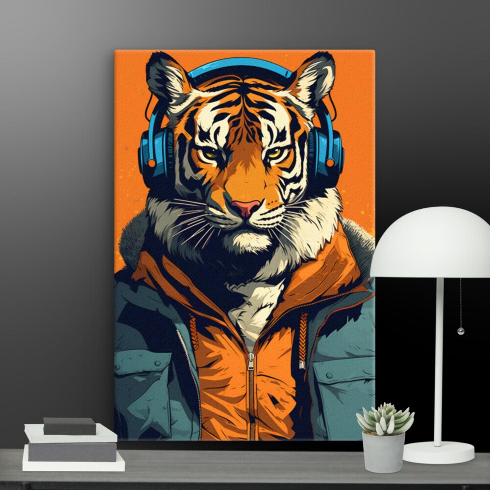 Tiger with Headphones canvas - Image 5