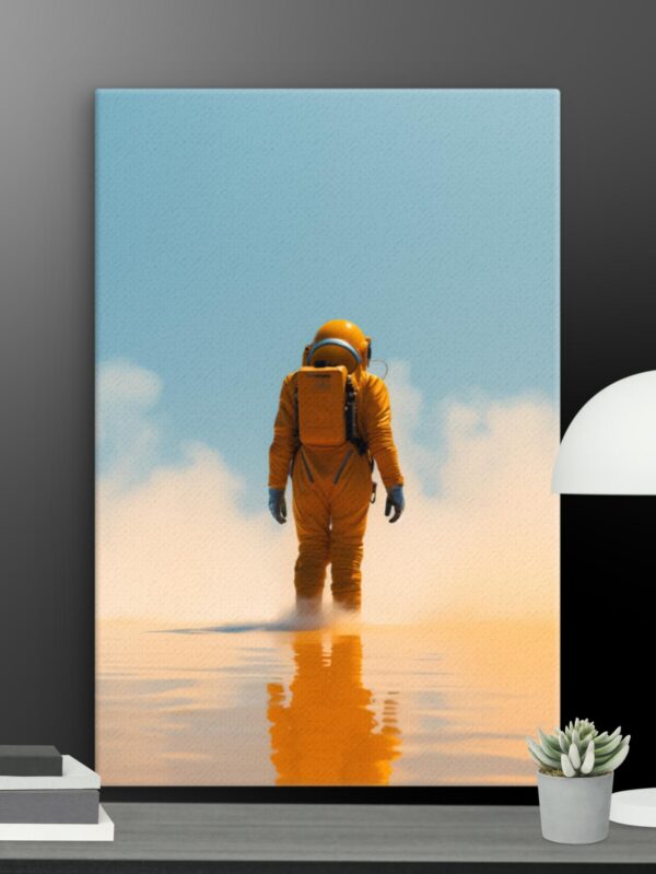 Astronaut walking the water canva - 12×18