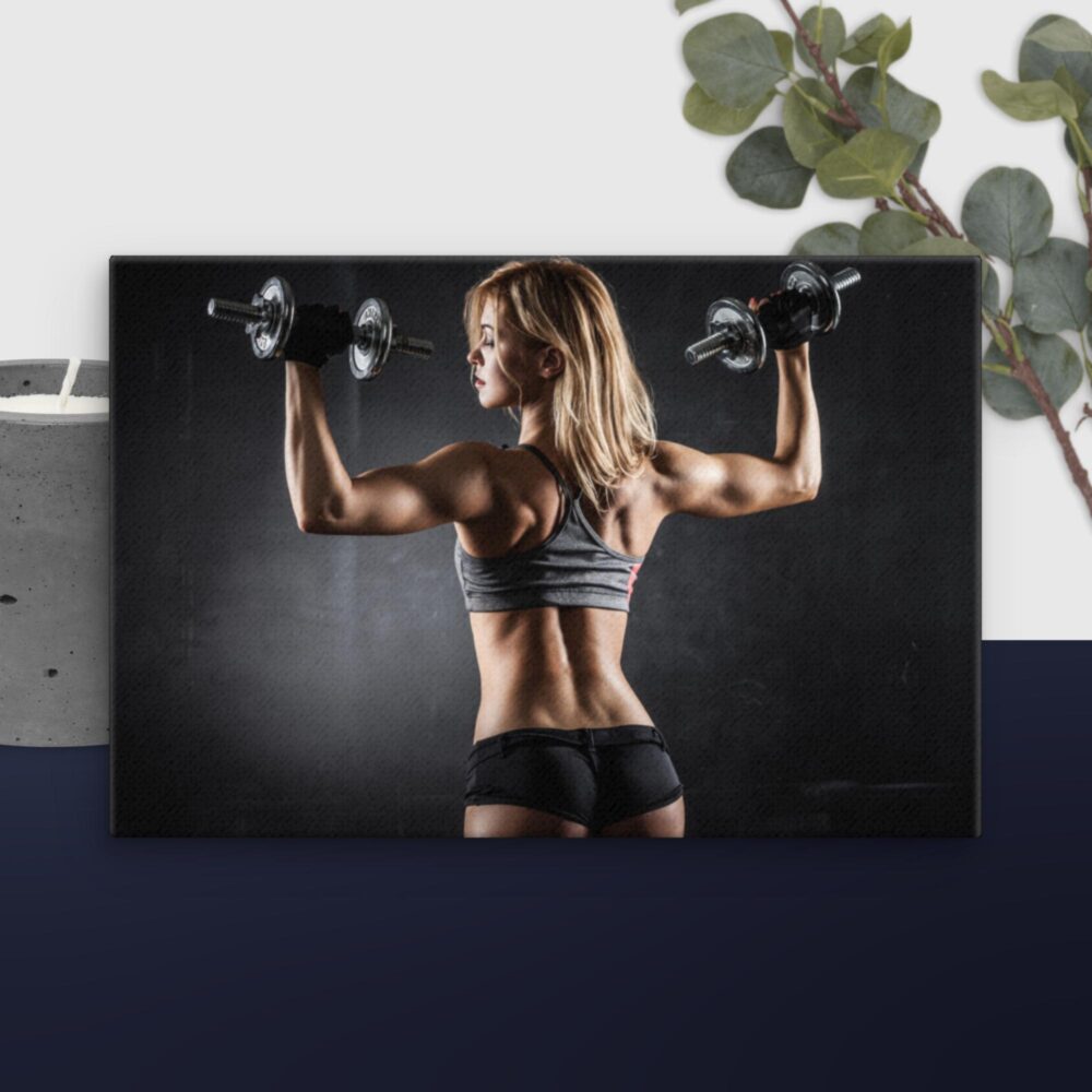 Girl lifting weights canvas - Image 9