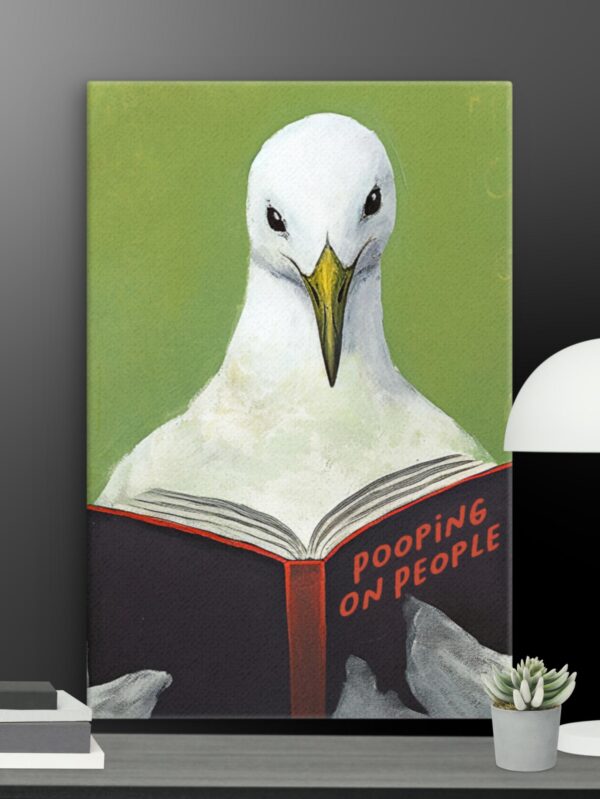 Funny Seagull Toilet canvas - 12×18