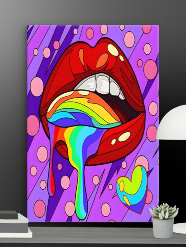 Rainbow lips canvas - 12×18