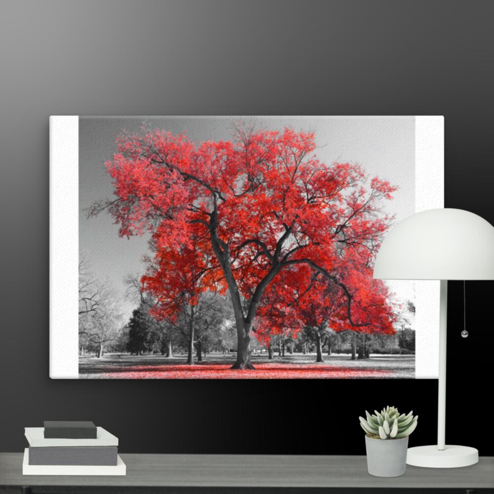 Red tree scene canvas - Image 9