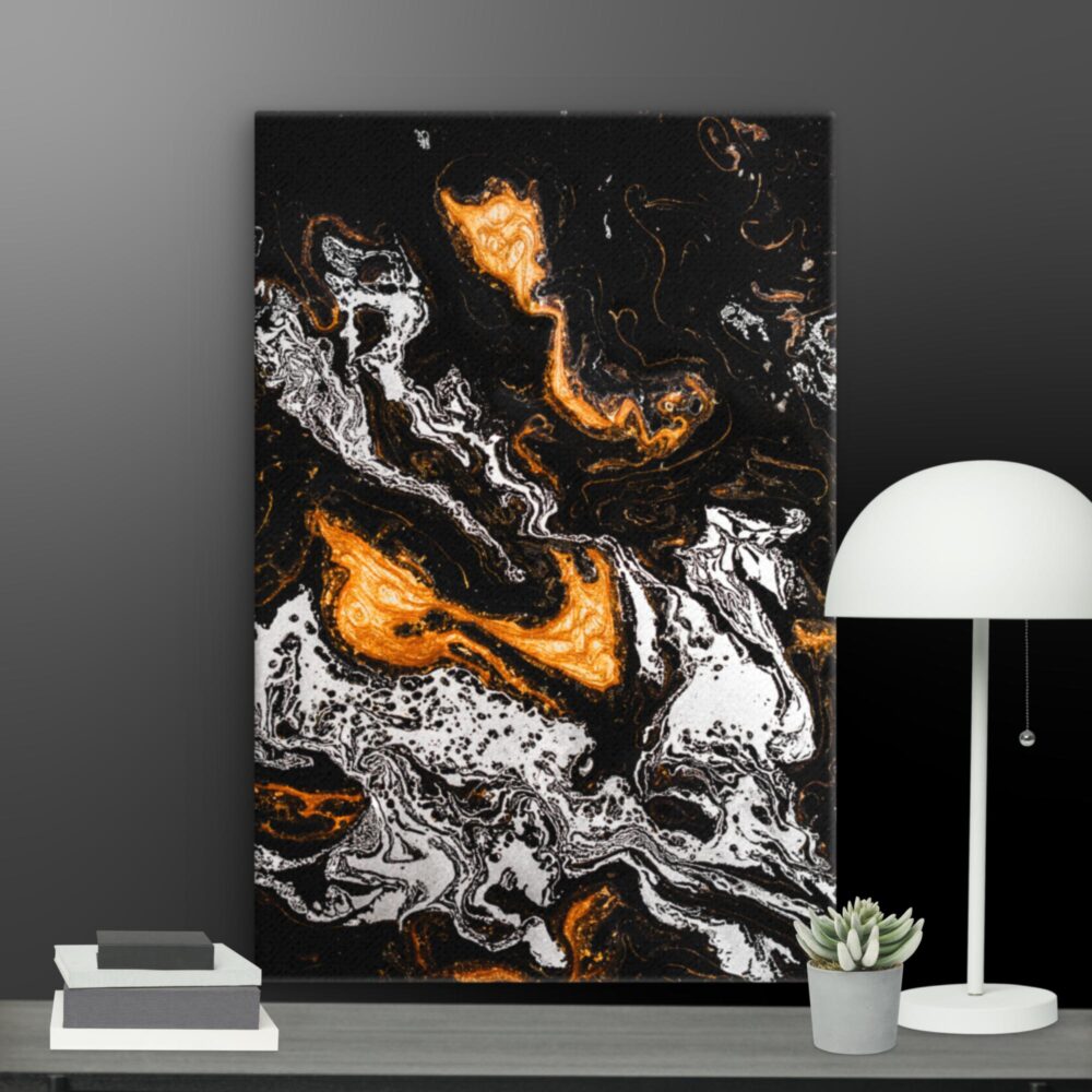 Orange black scene canvas - Image 7