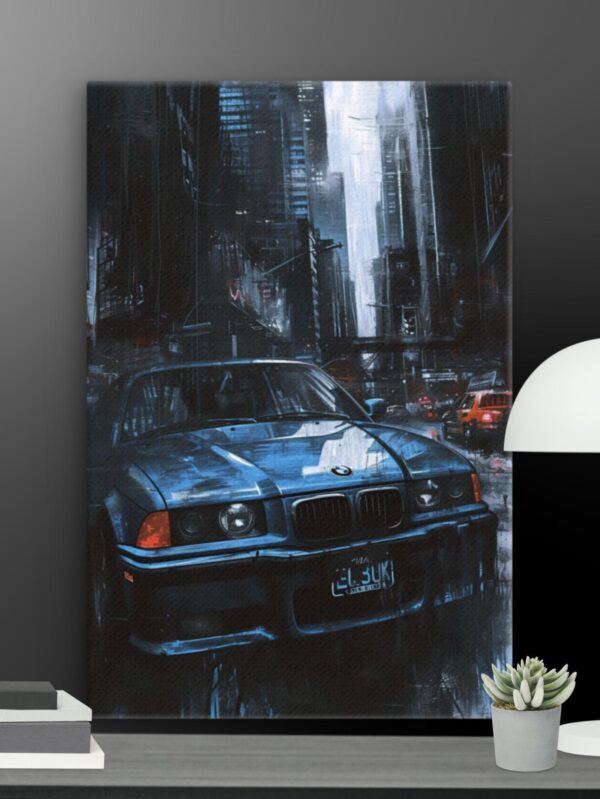 Blue BMW Scene canvas - 12×18