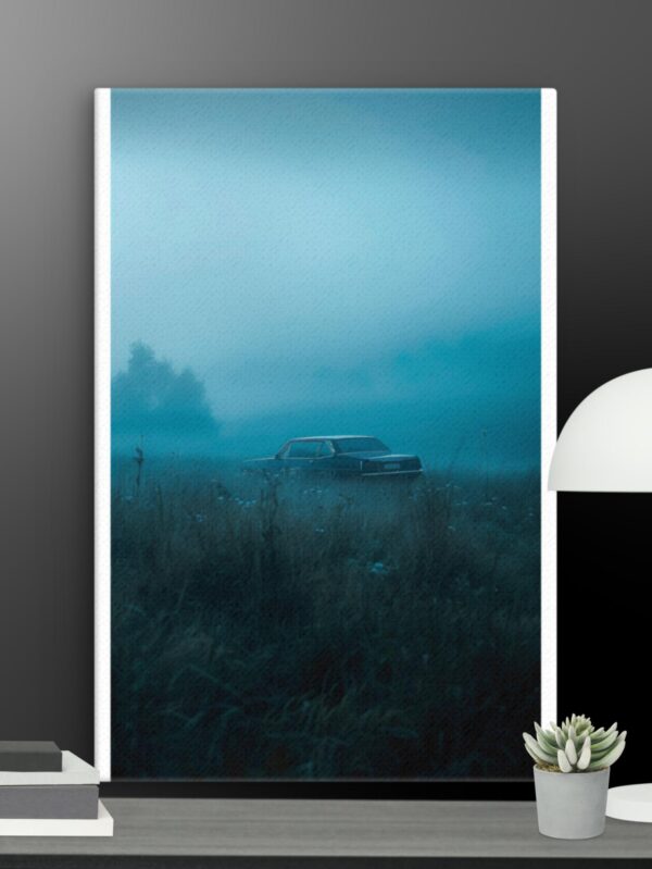 Abandoned car scene canvas - 12×18