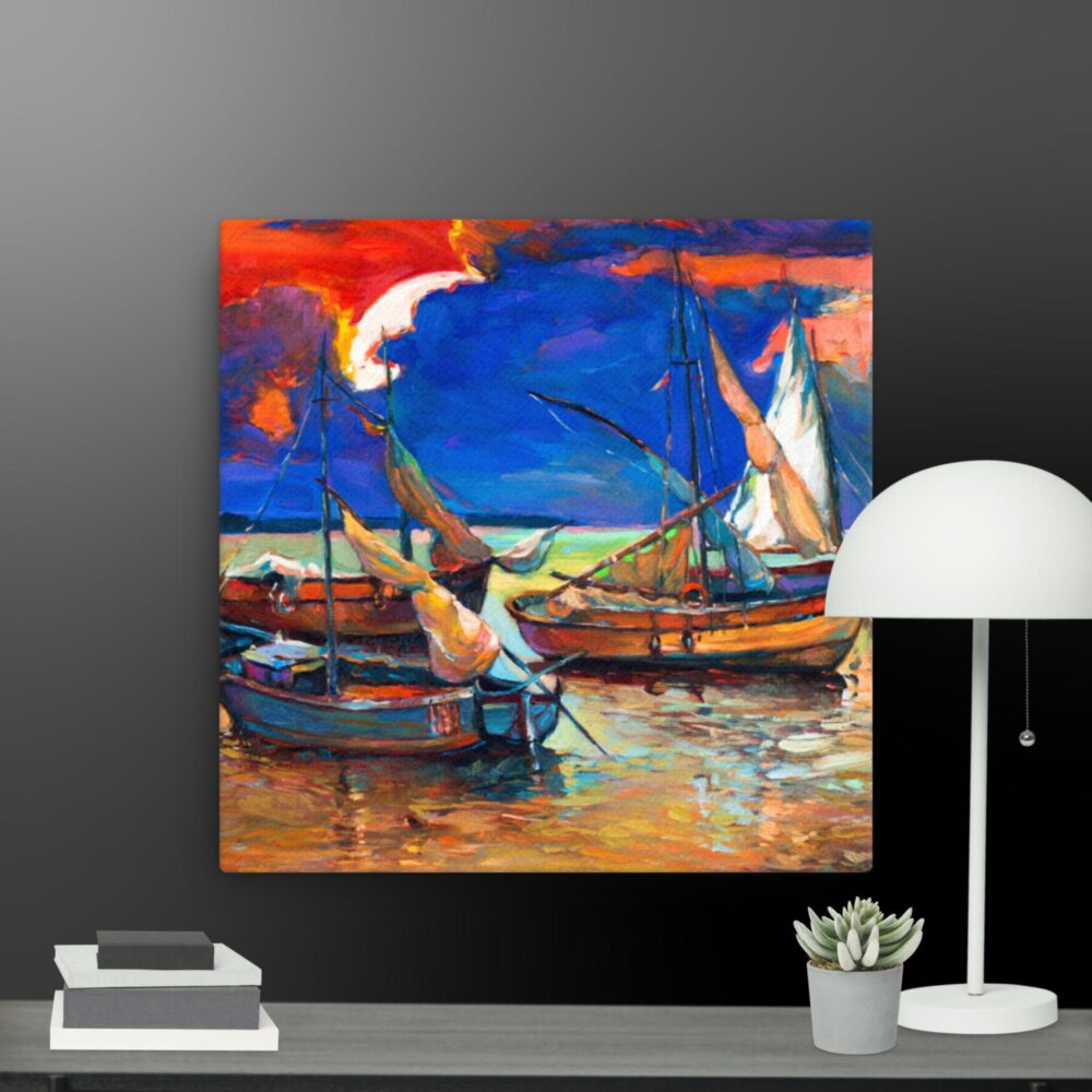 Boat scene canvas - Image 3