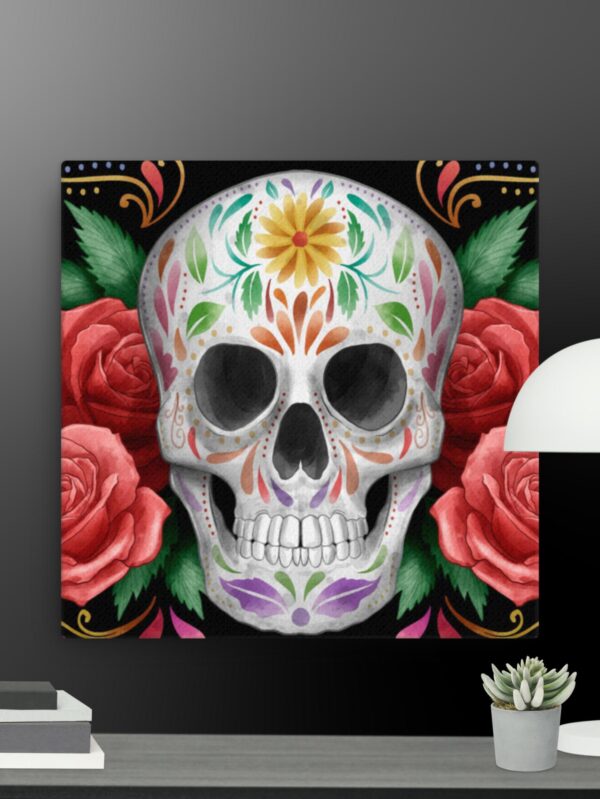 Skull with roses canvas - 16×16