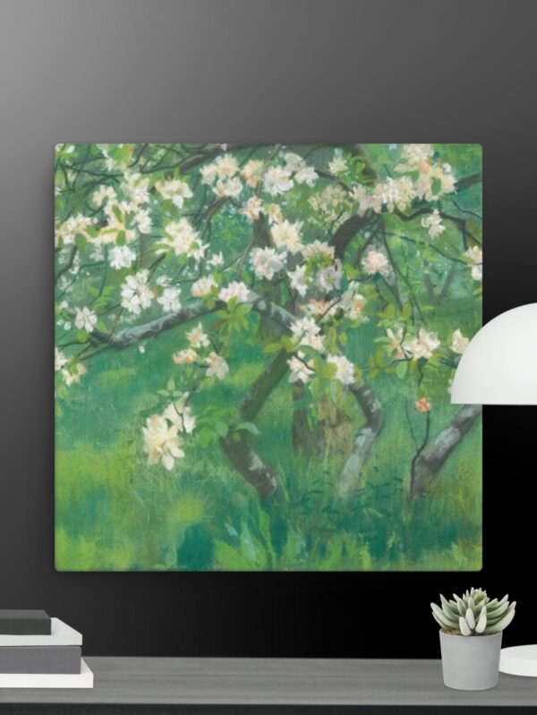 White flower scene canvas - 16×16