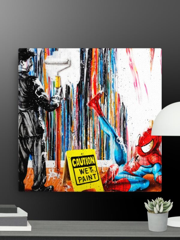 Spiderman and Chaplin canvas - 16×16