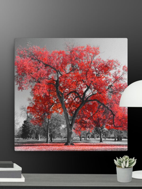 Red tree scene canvas - 16×16