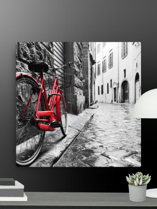 Red bicycle scene canvas - 16×16