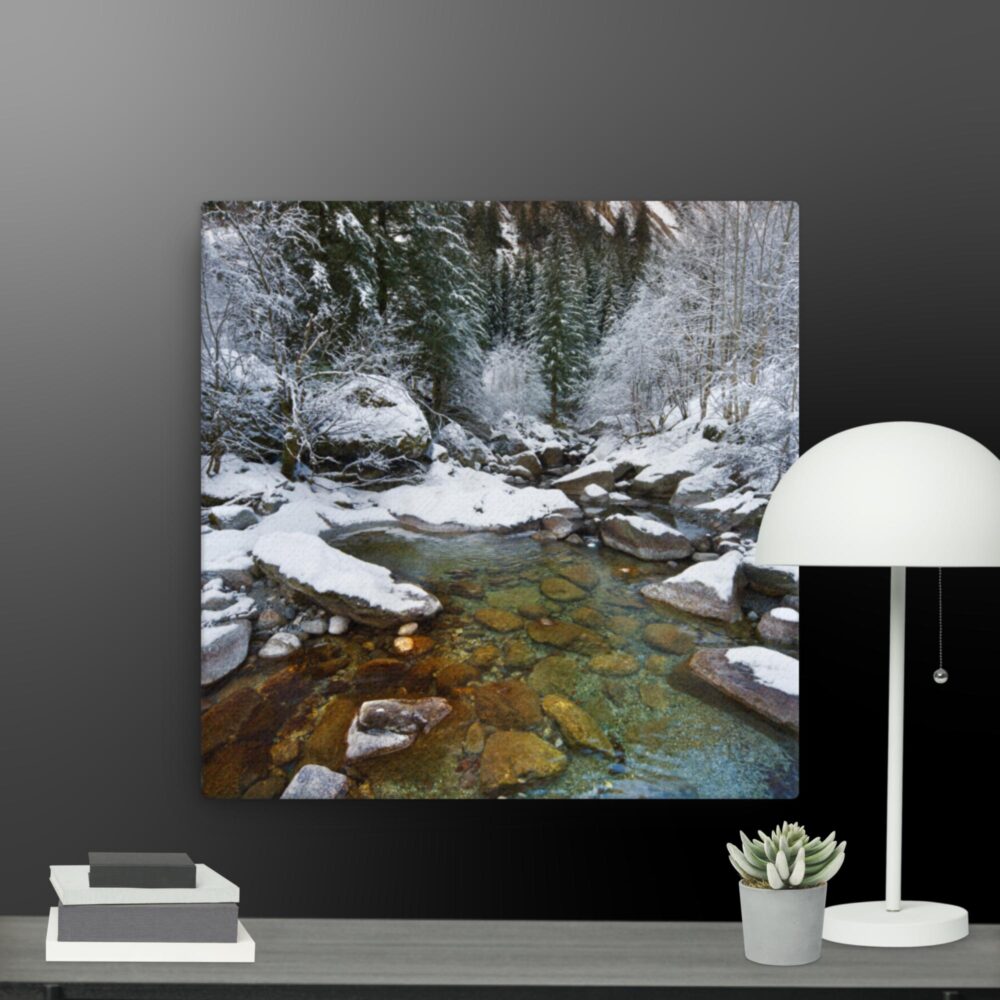 River with snow scene canvas - Image 3