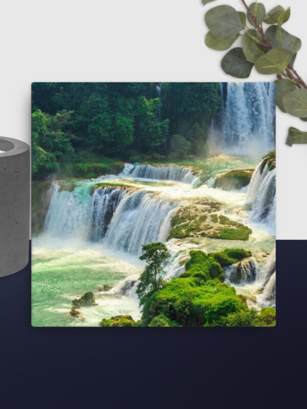 Green waterfall scene canvas - 16×16