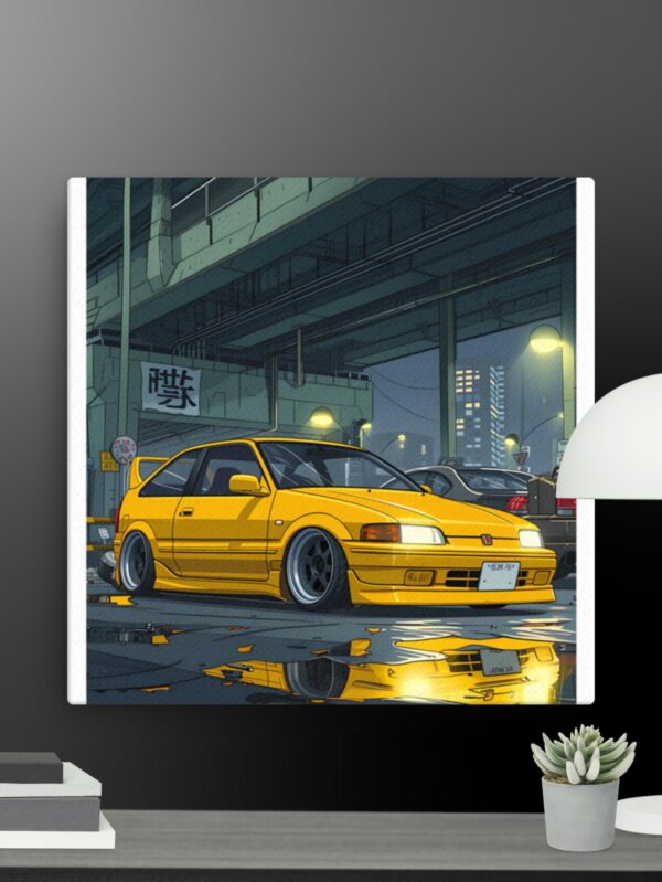 Yellow sports car canvas - 16×16