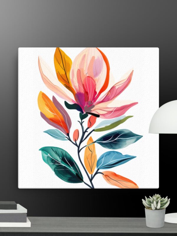 Bright flower scene canvas - 16×16