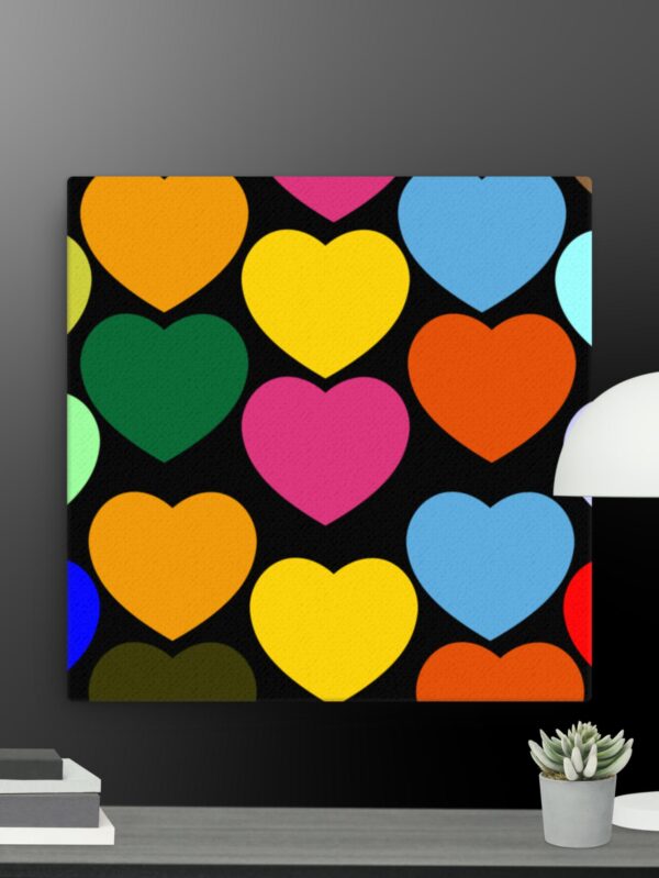 Coloured hearts canvas - 16×16