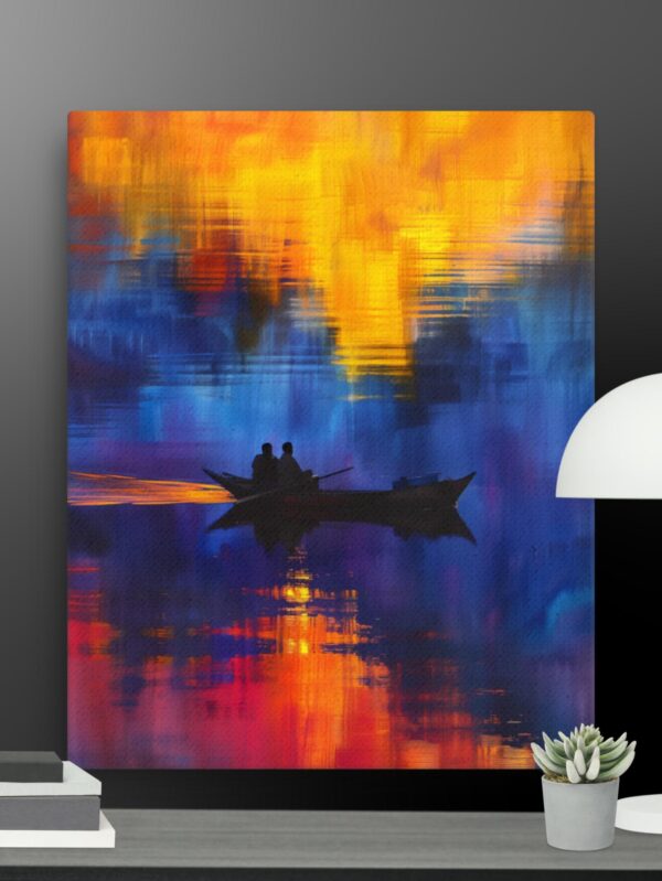 Two Men on a Boat Canvas - 16×20