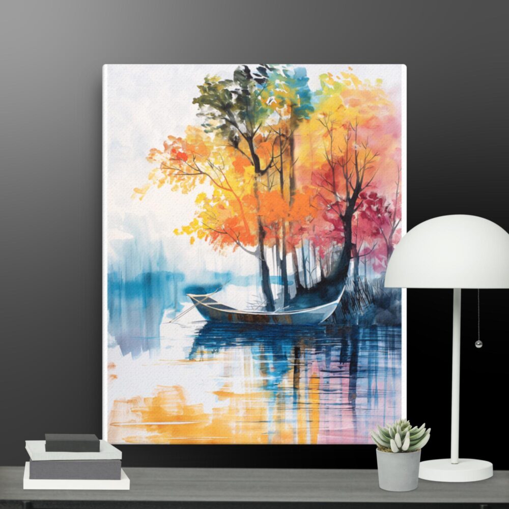 Colourful Boat Scene canvas - Image 2