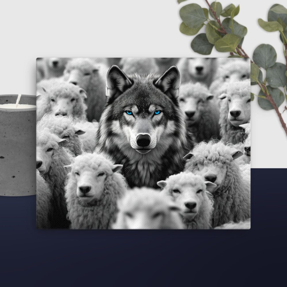 Wolf with sheep canvas - Image 4