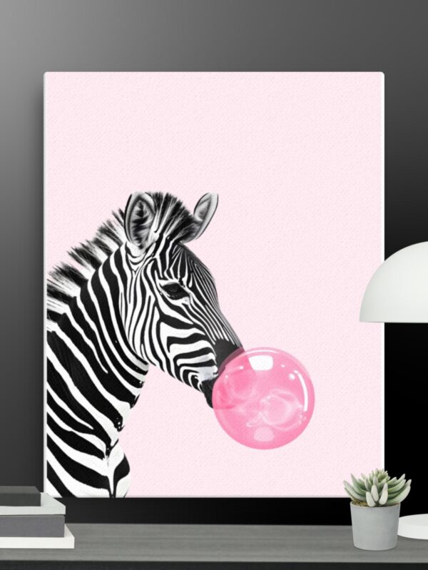 Zebra with bubblegum canvas - 16×20
