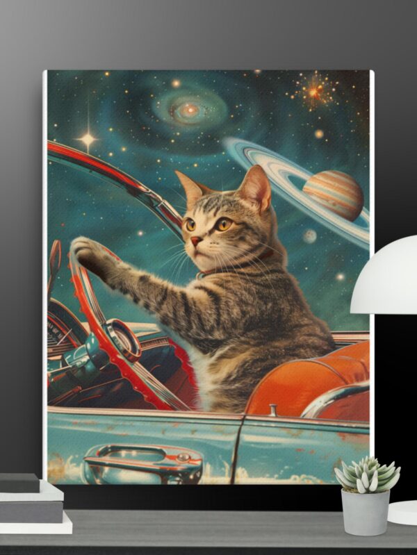 Cat driving canvas - 16×20