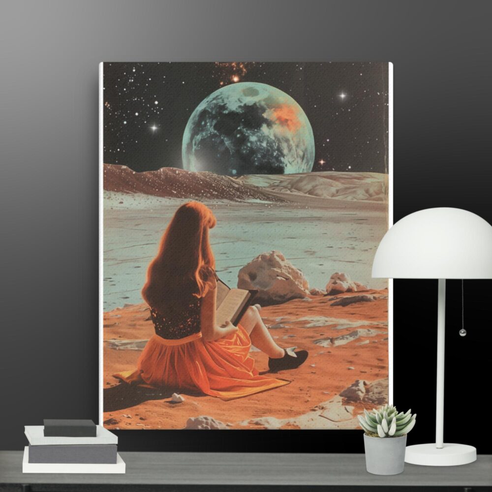 Girl reads in space canvas - Image 2