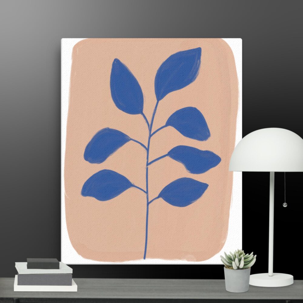 Contemporary blue leaves canvas - Image 4