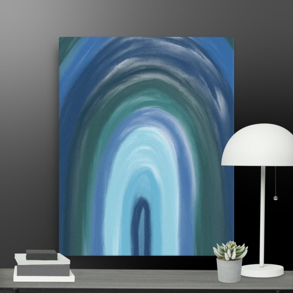 Contemporary shades of blue canvas - Image 4