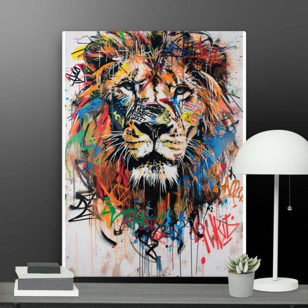 Large Lion Pop Art Canvas - Image 2