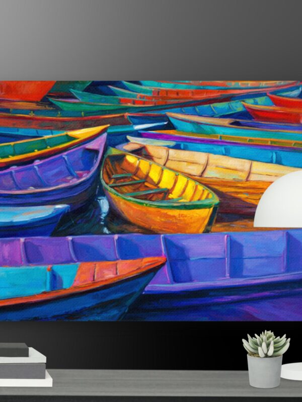 Colourful boat scene canvas - 18×24