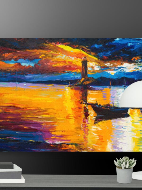 Boat and lighthouse scene canvas - 18×24