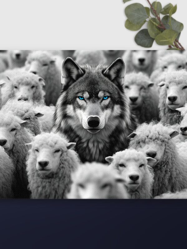 Wolf with sheep canvas - 18×24