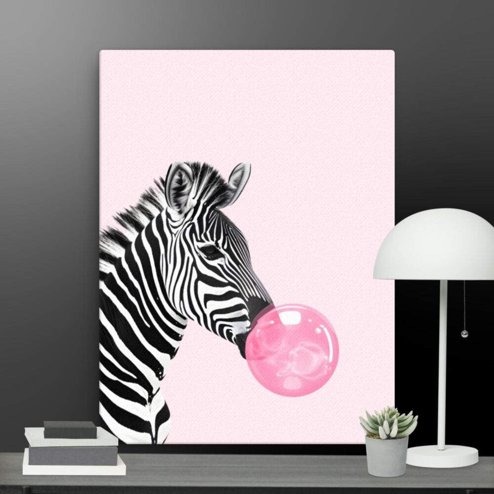 Zebra with bubblegum canvas - Image 3