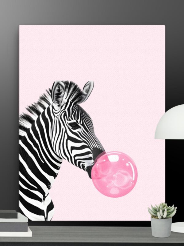 Zebra with bubblegum canvas - 18×24