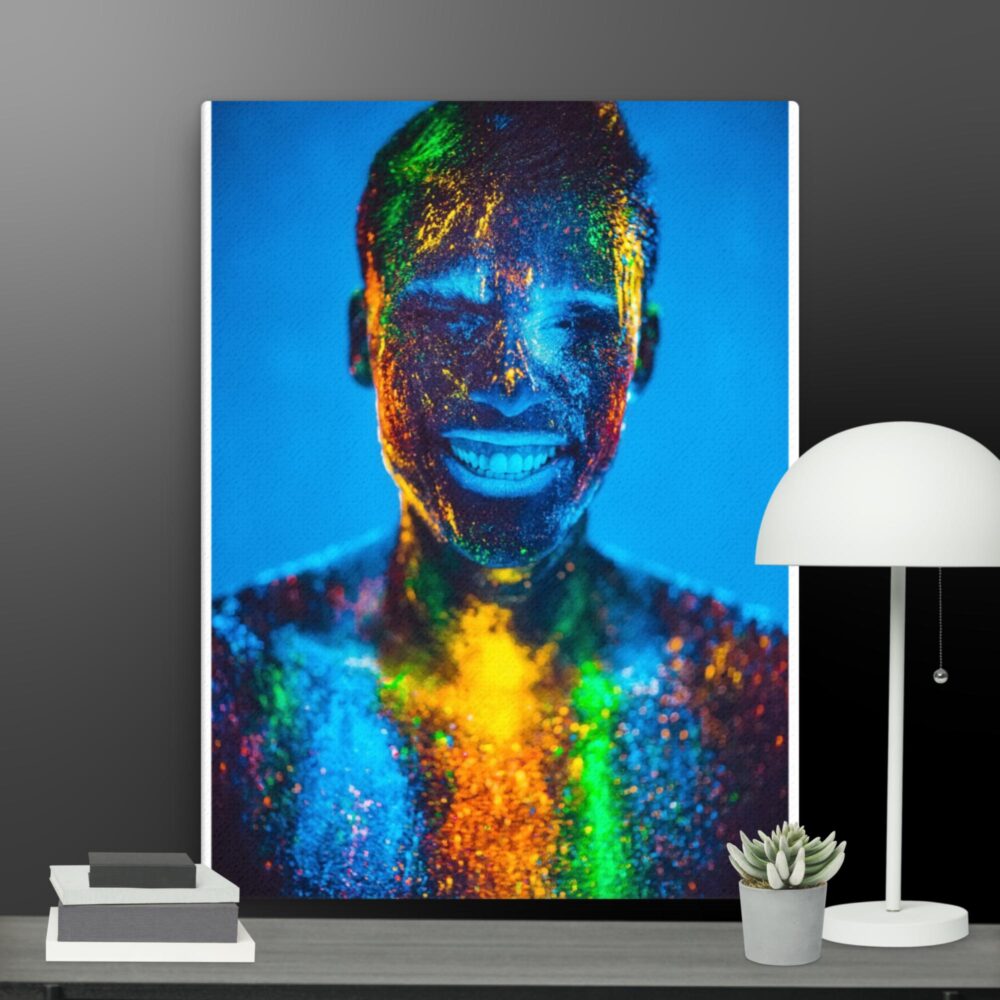 Illuminated smiling man canvas - Image 2