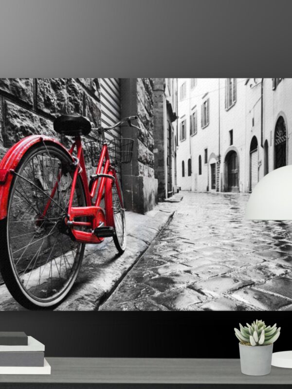 Red bicycle scene canvas - 18×24