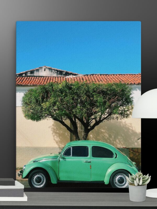 Green car scene canvas - 18×24