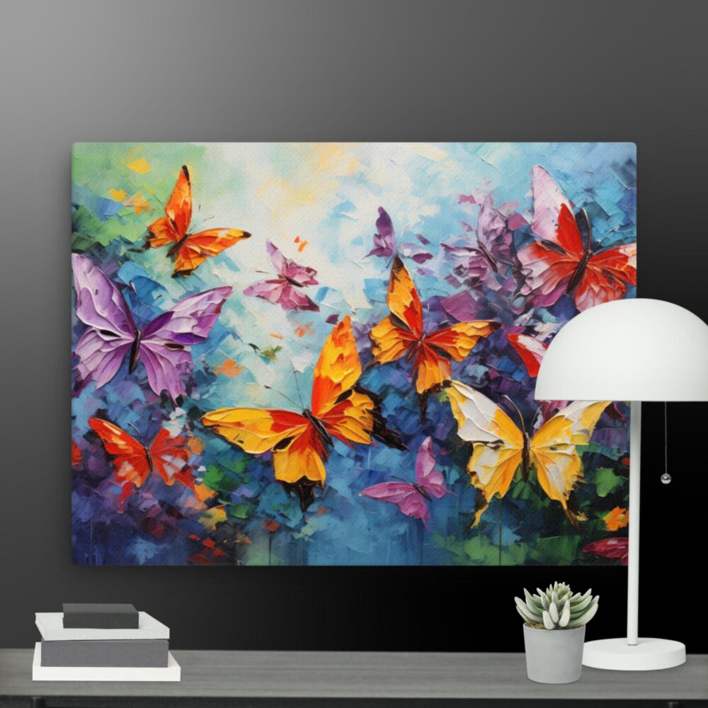 Bright colourful butterflies scene canvas - Image 5