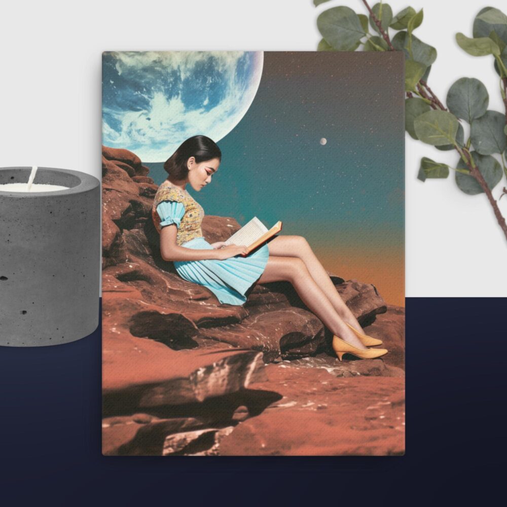 Girl reads a book canvas - Image 5