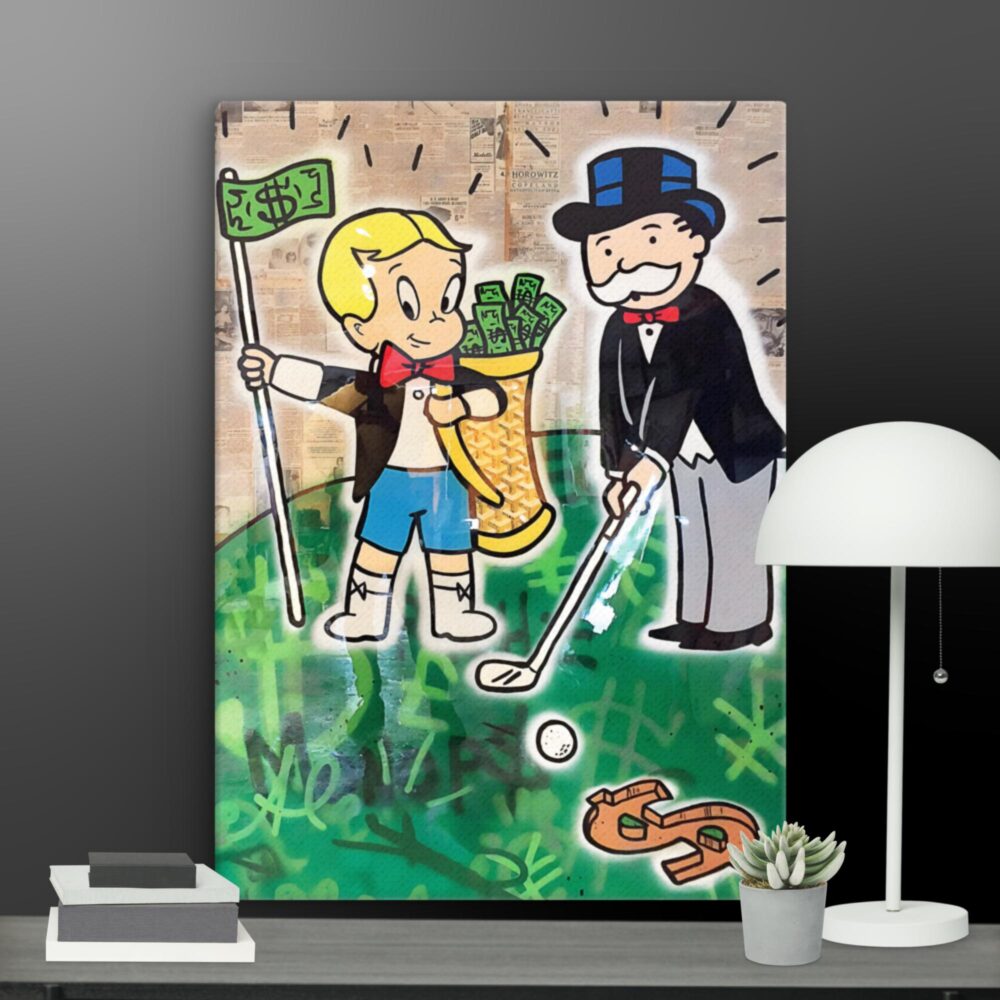 Monopoly man plays golf canvas - Image 9