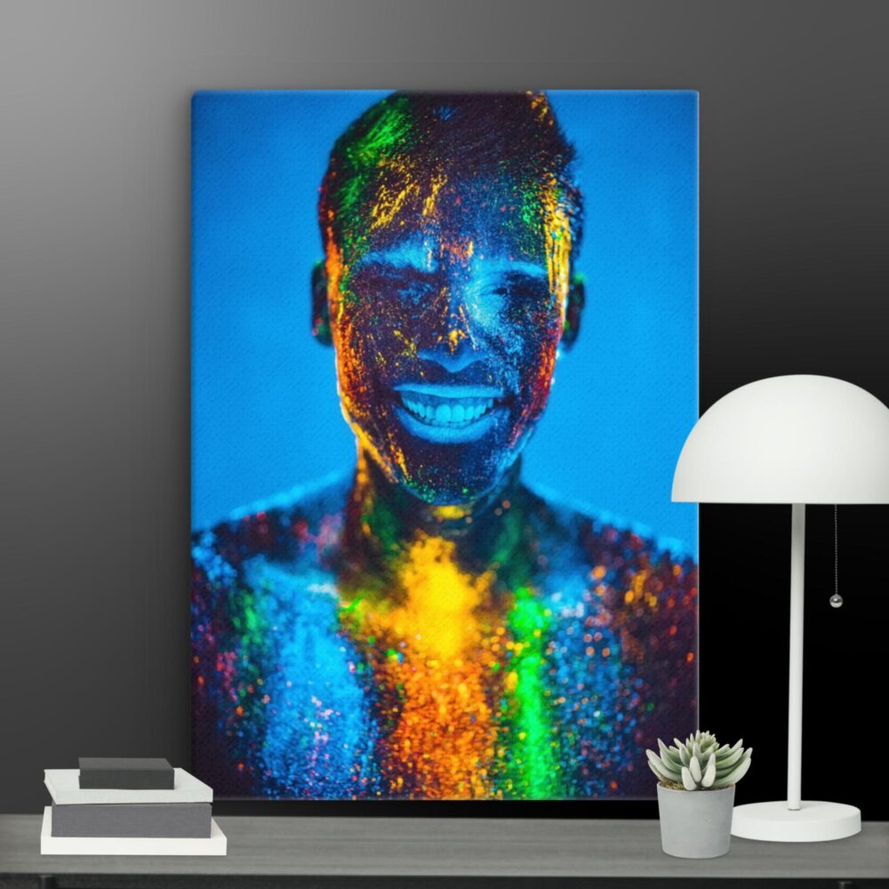 Illuminated smiling man canvas - Image 8
