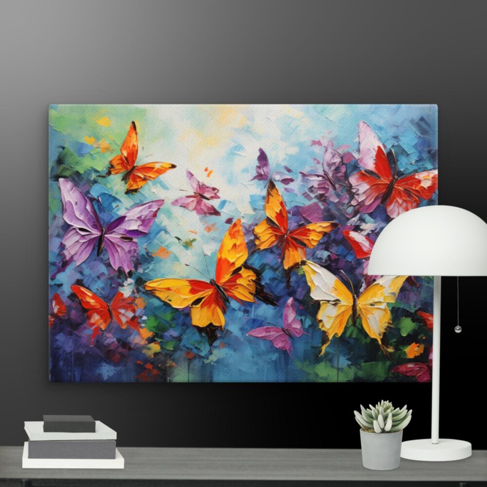 Bright colourful butterflies scene canvas - Image 11