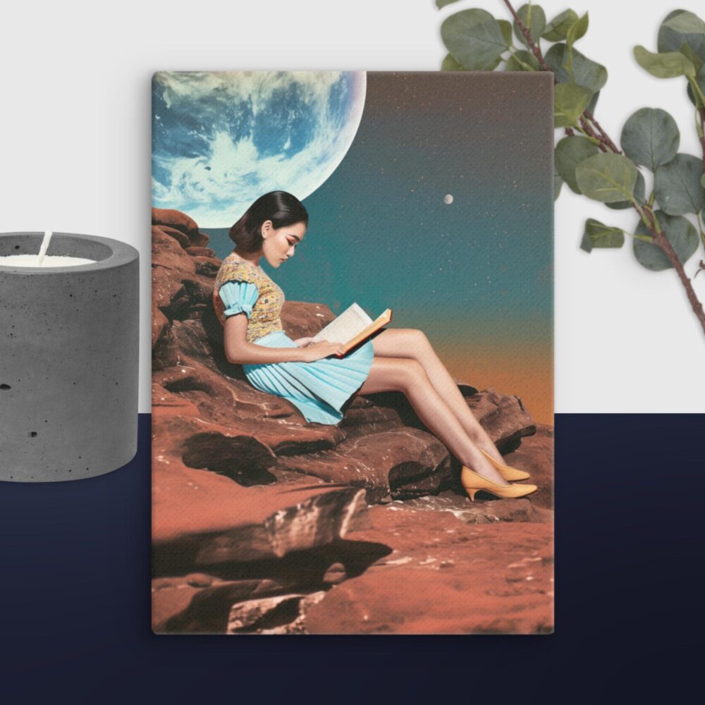 Girl reads a book canvas - Image 11