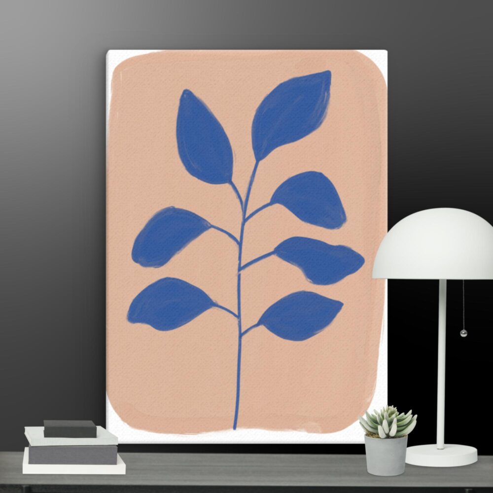 Contemporary blue leaves canvas - Image 11
