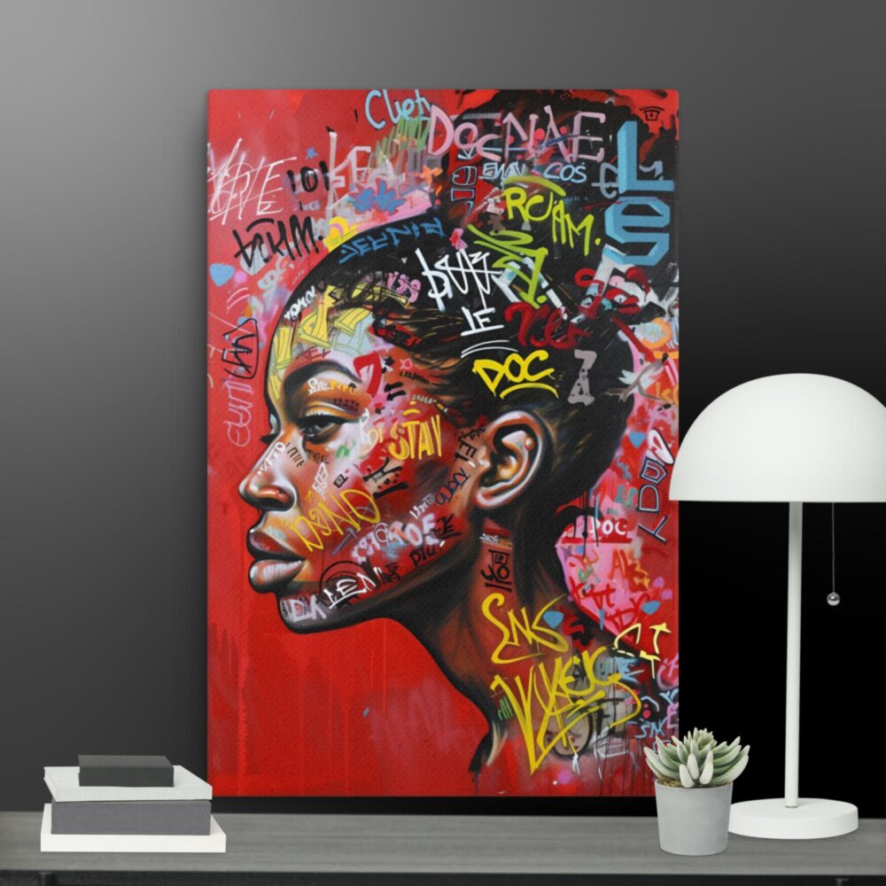 Graffiti woman canvas - Image 11