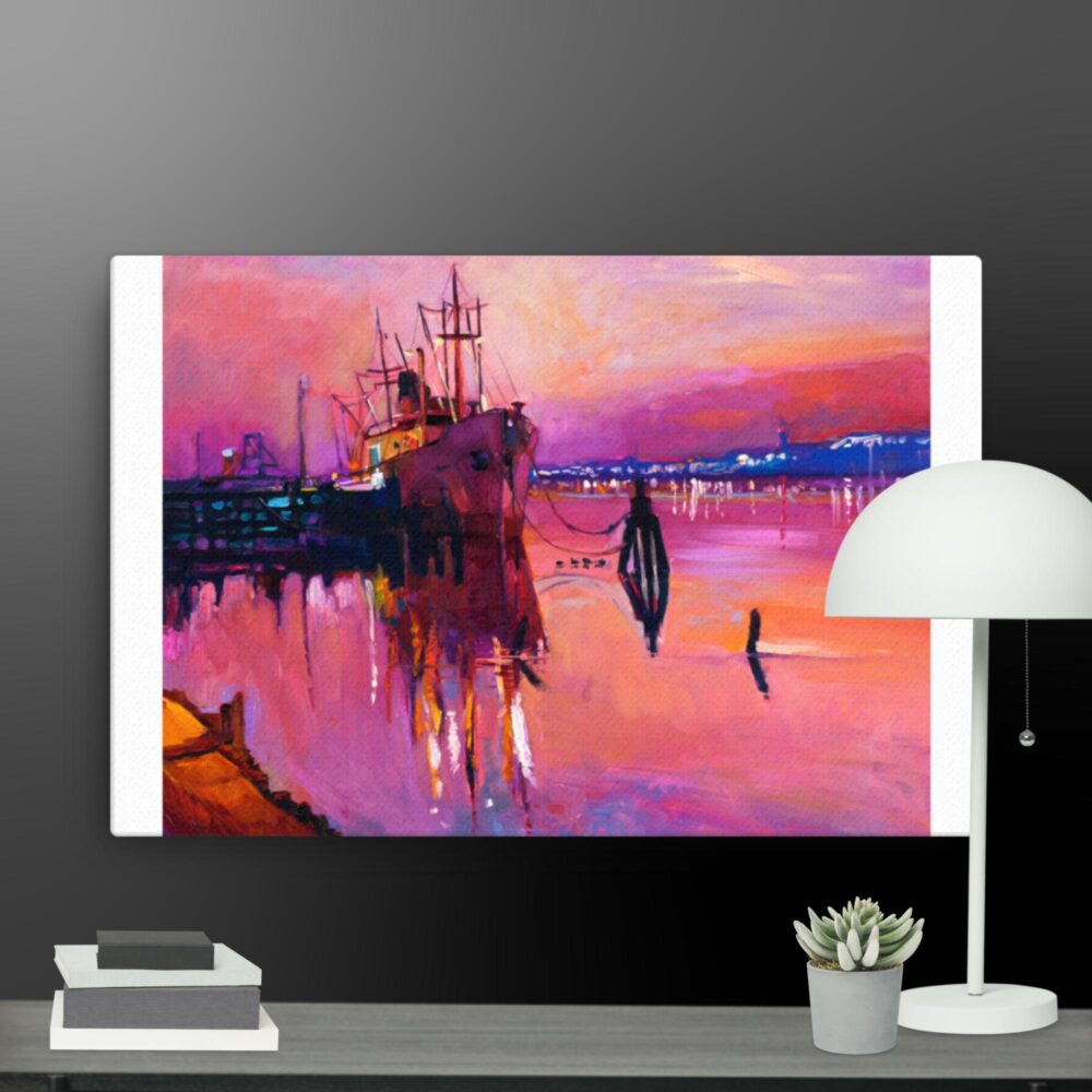 Colourful ship scene canvas - Image 13
