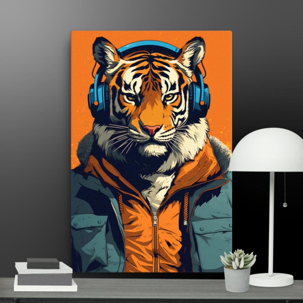 Tiger with Headphones canvas - Image 7