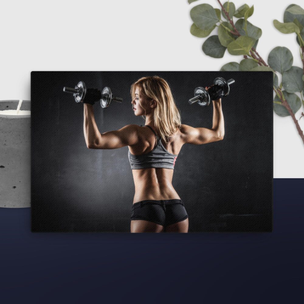 Girl lifting weights canvas - Image 13