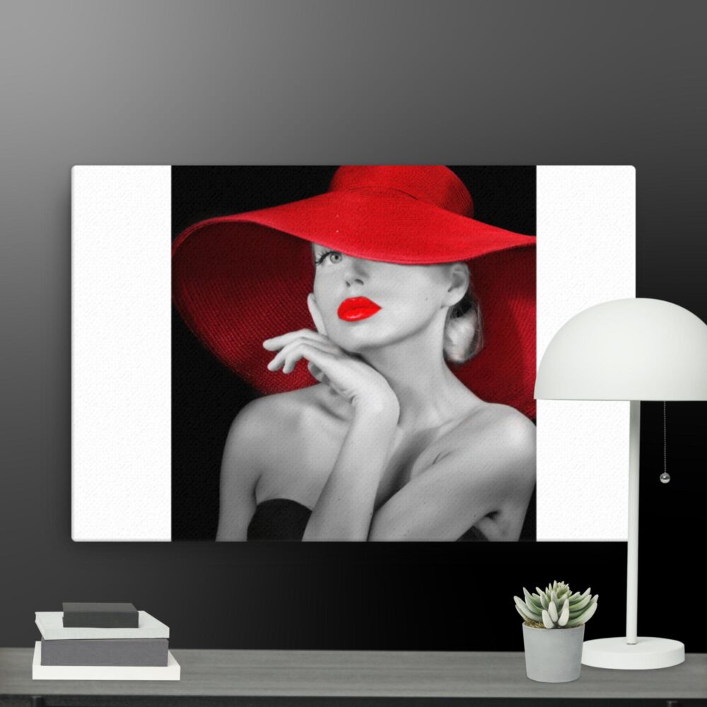Woman with red hat canvas - Image 13