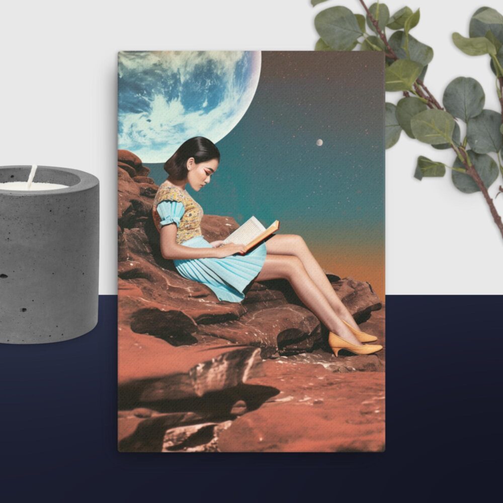 Girl reads a book canvas - Image 13